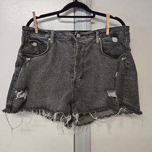 Distressed Gray Denim Shorts